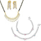 AanyaCentric Gold-Polished Mangalsutra Pendant Earring Set & Silver Plated Anklet