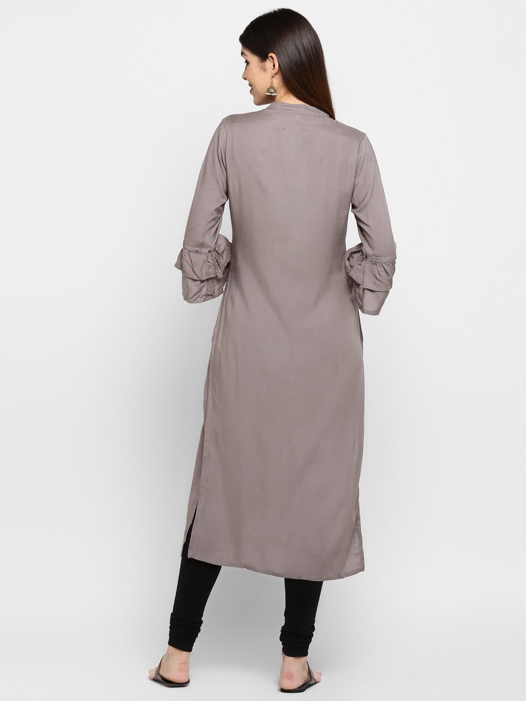 NOZ2TOZ Women Grey Rayon Kurti (1pc) - Swadesiicart