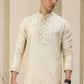 Raivat Ethnic Banarasi Art Silk Thread and Mirror Work Kurta Pajama In Beige Colour | Swadesiicart