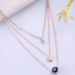 VOJ Women Stainless Steel 3 Layered Sliver Tonned Chain Set | Swadesiicart
