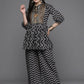 Ahalyaa Women Printed Ethnic Co-Ords - Black Color - Swadesiicart