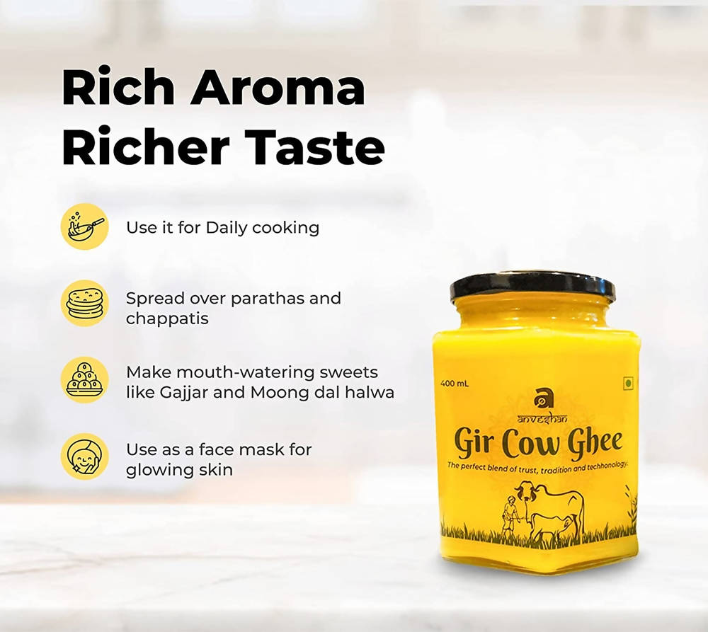 Anveshan Gir Cow Ghee | Vedic Bilona Method Ghee | Organic Ghee From Desi Cow Milk | Swadesiicart