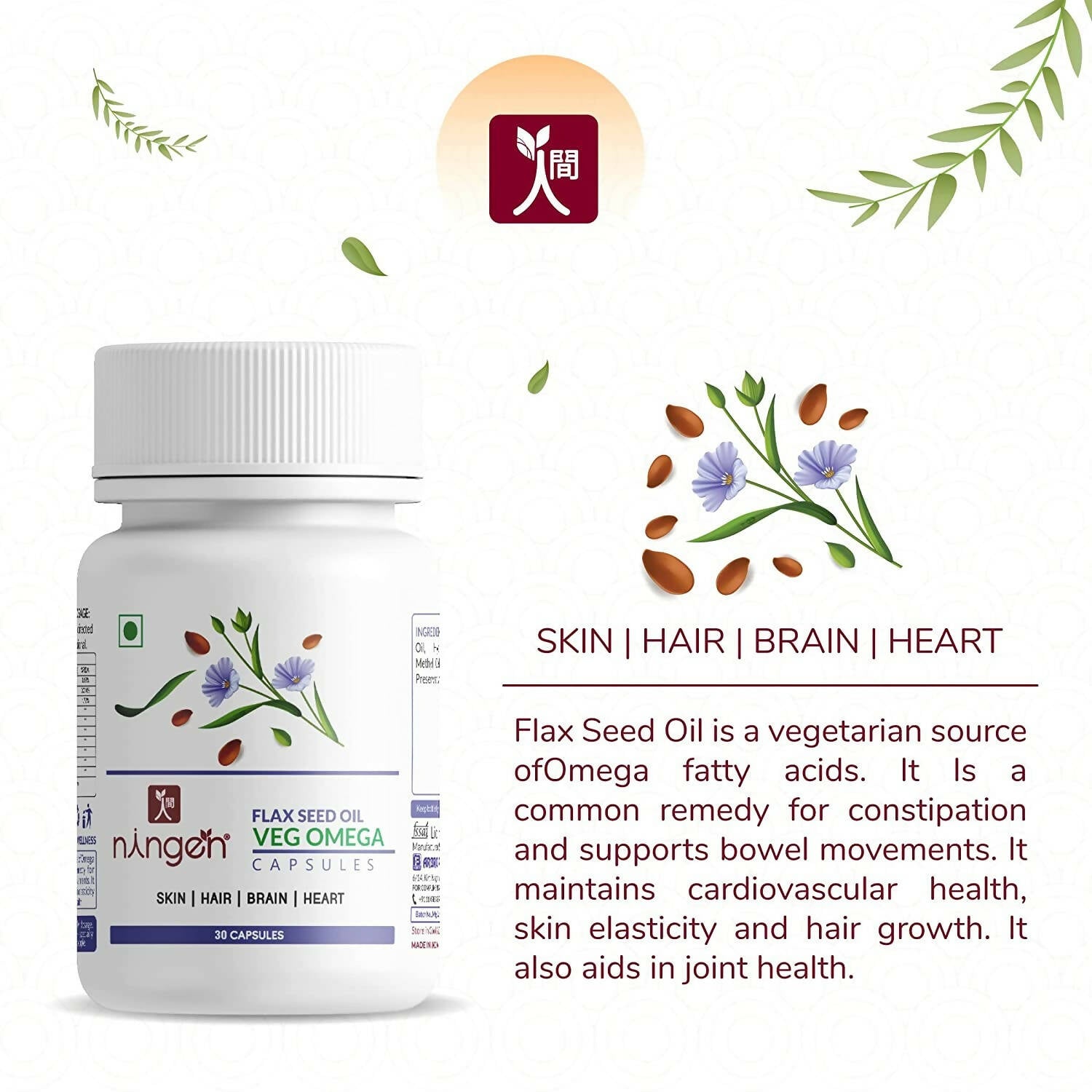 Ningen Flax Seed Oil Capsules - Swadesiicart
