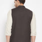 Even Apparels Brown Merino Men Woven Nehru Jacket | Swadesiicart