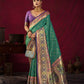 Vishnu Weaves Women's Rama Paithani Silk Saree with Blouse - Swadesiicart