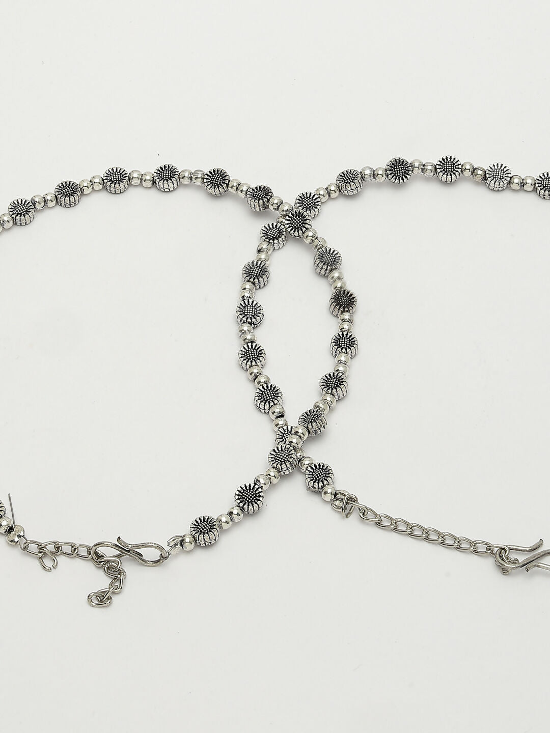 NVR Women's Set of 2 Silver-Plated German Silver Anklets | Swadesiicart