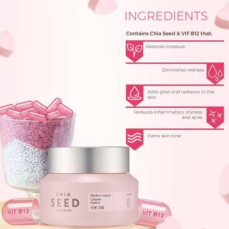 The Face Shop Chia Seed Hydro Cream - Korean Skincare | Swadesiicart