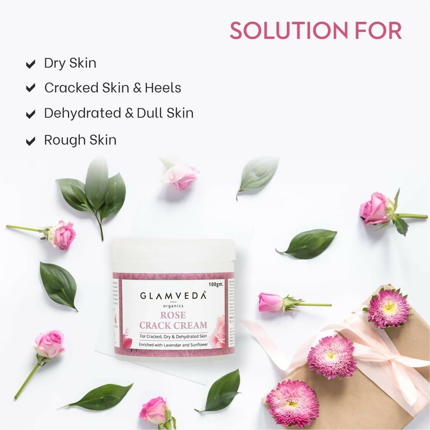 Glamveda Rose Hand & Foot Crack Cream - Swadesiicart