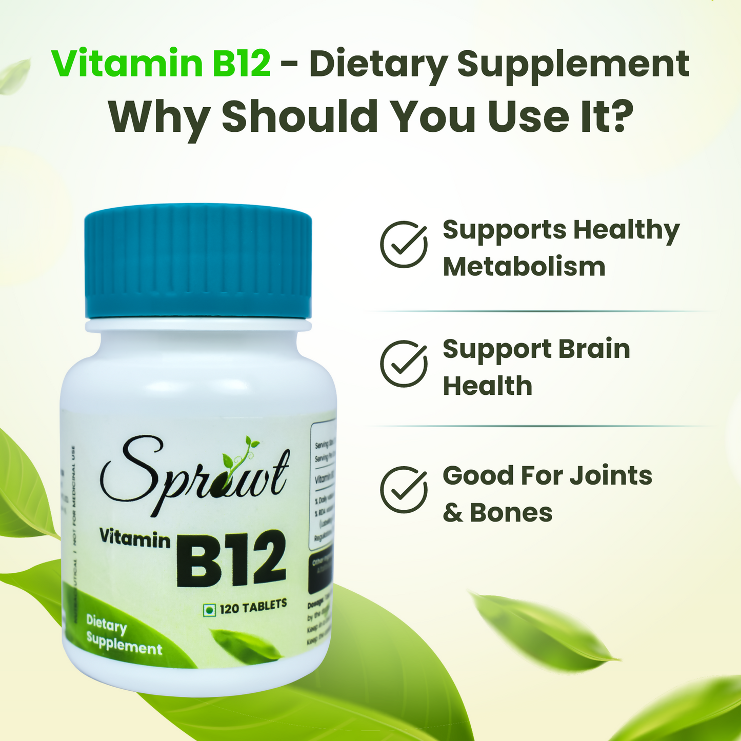 Sprowt Plant Based Vitamin B12 Tablets - Swadesiicart