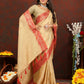 Lorenvalley Fashion Cream Cotton Woven Design with Zari Weaving Design Saree - Swadesiicart
