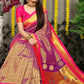 Jyoti Fashion Women's Purple Banarasi Silk Zari Woven Saree with Blouse | Swadesiicart