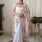 Vamsee Pinki Khatali Grey Organza Saree - Swadesiicart