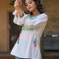 Juniper Women's White Cotton Dobby Solid With Multi Color Embroidered Tunic | Swadesiicart