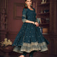 Jyoti Fashion Women's Rama Georgette Embroidered Anarkali Kurta Pant Set With Dupatta | Swadesiicart