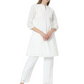 Fab Fashion Pannel White Chiken Kari Co-Ord Set With Round Cut Neck - Swadesiicart