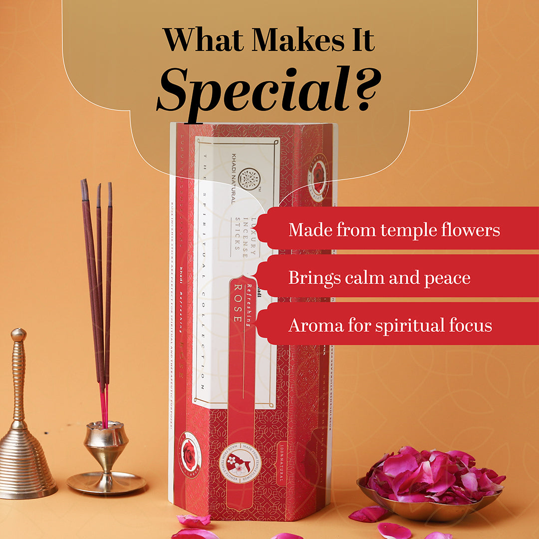Khadi Natural Incense Sticks Rose Combo (Pack of 3)