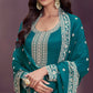 Anaita Dark Green Embroidered Silk Stitched Anarkali suit