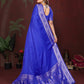 Anaita R Blue Zari Weaving Work Satin Silk Saree With Blouse