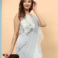 Light Grey Lycra Solid Ready to Wear Saree with stitched Blouse - Nita | Swadesiicart