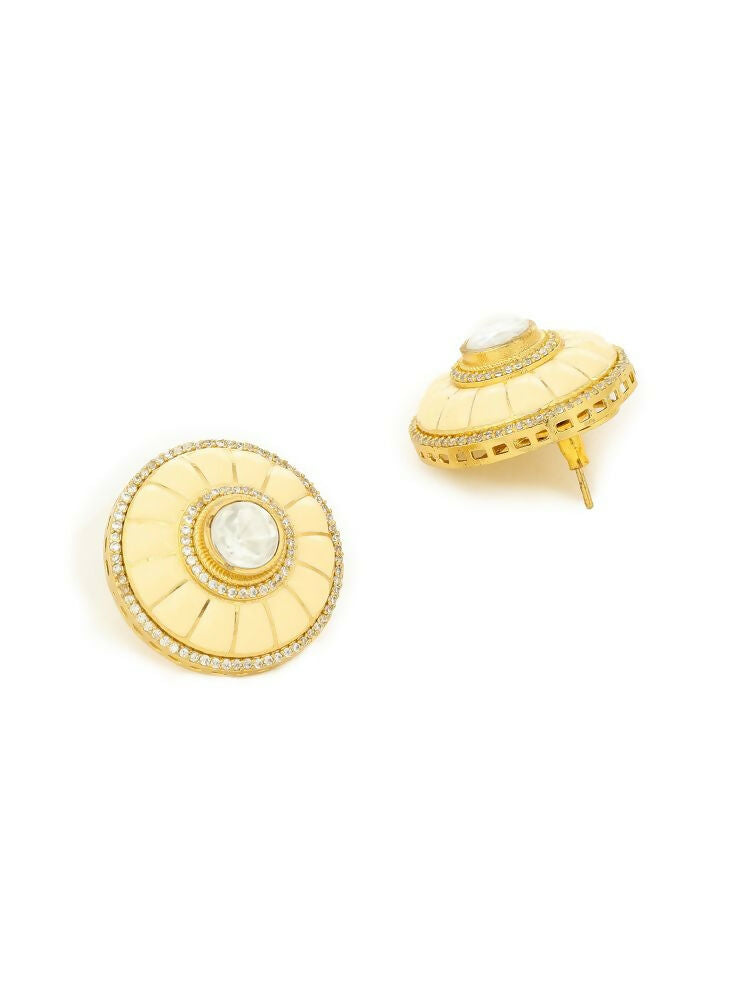 Women's Kundan Pearl earrings - Ruby Raang | Swadesiicart
