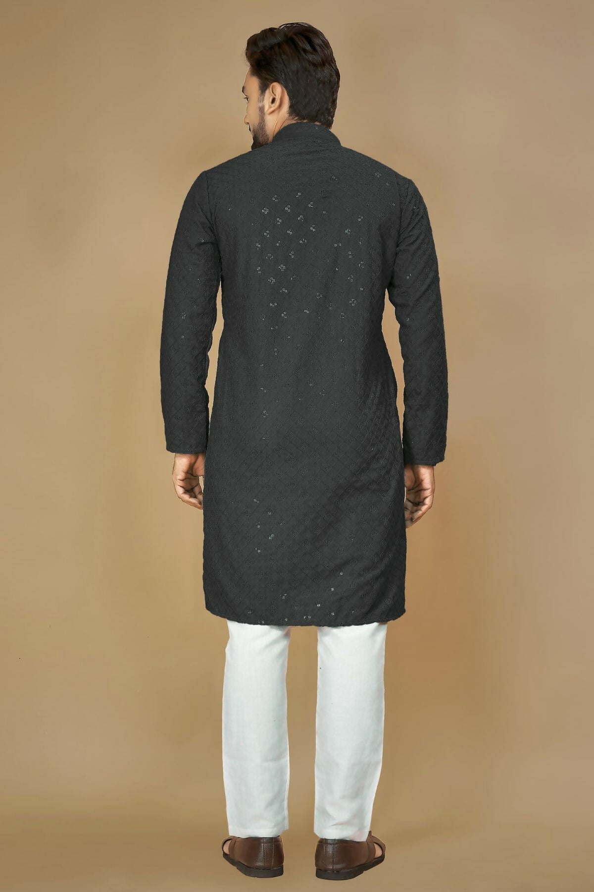 Anaita Black Embroidered Rayon Straight Kurta