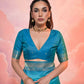 Vishnu Weaves Women's Firozi Soft Silk Zari Woven Saree with Blouse - Swadesiicart