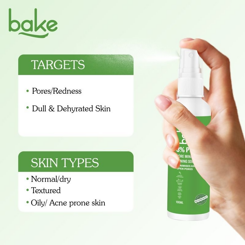 Bake 3% Pha Pore Minimising Toner With Gluconolactone & Niacinamide For Open Pores & Acne | Swadesiicart