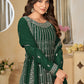 Faux Georgette Green Embroidered Gharara Style Suit - Emponline | Swadesiicart