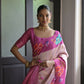 Vishnu Weaves Women's Wine banarasi Silk Saree with Blouse - Swadesiicart