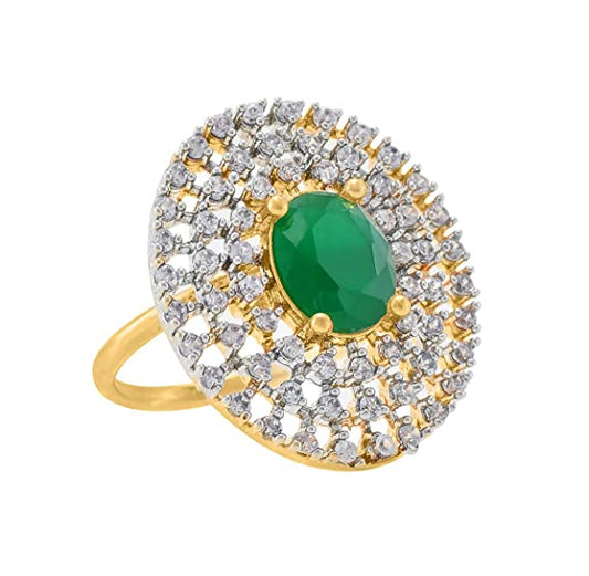 Gold-Polished Alloy Ethnic Designer Cocktail Ring - The Pari | Swadesiicart