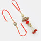 NVR Women & Men Set of 2 Gold & Red Kundan-Studded Bhaiya Bhabhi Rakhi With Roli Chawal | Swadesiicart