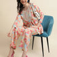 Beige & Pink Poly Crepe Digital Printed Top with Matching Bottom - Preeti