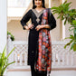 The52 Black Women's Beautiful Viscose Chanderi Fabric Embroidered Work Straight Kurta Pant and Dupatta Set - Swadesiicart