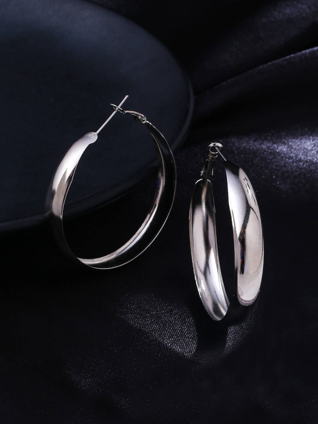 NVR Women Silver Plated Hoop Earrings | Swadesiicart