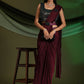 Maroon Imported Fabric Plain Ready to wear Saree with stitched Blouse - Vrinda | Swadesiicart