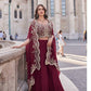 Anaita Red Real Premium Silk Stitched Shrug Suit with Embroidery Work
