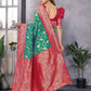 Joban Fashion Banarasi Green Woven Soft Silk Saree | Swadesiicart