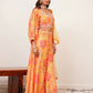 Orange Digital Chinon Handwork Top with Palazzo & Dupatta - Naomika - Swadesiicart