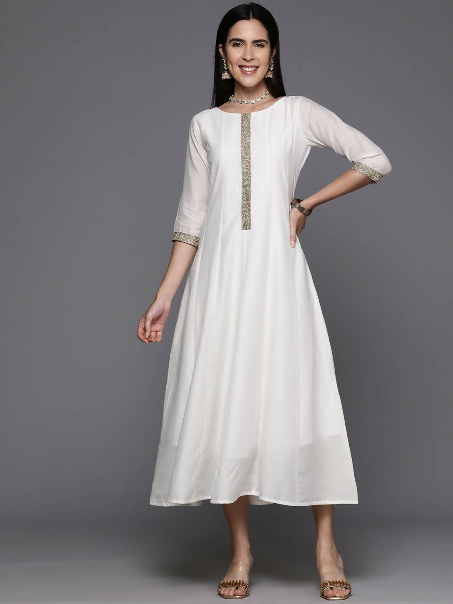 Ahalyaa Women's Traditional wear Ethnic Dress - Off White | Swadesiicart