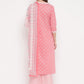 NOZ2TOZ Women Light Pink Cotton Kurta With Palazzo & Dupatta (3Pcs Set) - Swadesiicart
