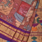 Rust and Purple Kalamkari Hand Painted Paithani Silk Handloom Saree with Village Theme Design - Global Threads | Swadesiicart