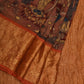 Rust Kalamkari Hand Painted Kanchipuram Silk Handloom Saree with Dashavatar Design - Global Threads | Swadesiicart