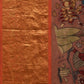 Rust Kalamkari Hand Painted Kanchipuram Silk Handloom Saree with Dashavatar Design - Global Threads | Swadesiicart