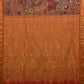 Rust Kalamkari Hand Painted Kanchipuram Silk Handloom Saree with Dashavatar Design - Global Threads | Swadesiicart
