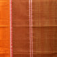 Rust Narayanpet Cotton Handloom Saree with Strips Design No Blouse - Global Threads | Swadesiicart