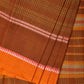 Rust Narayanpet Cotton Handloom Saree with Strips Design No Blouse - Global Threads | Swadesiicart