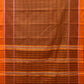 Rust Narayanpet Cotton Handloom Saree with Strips Design No Blouse - Global Threads | Swadesiicart