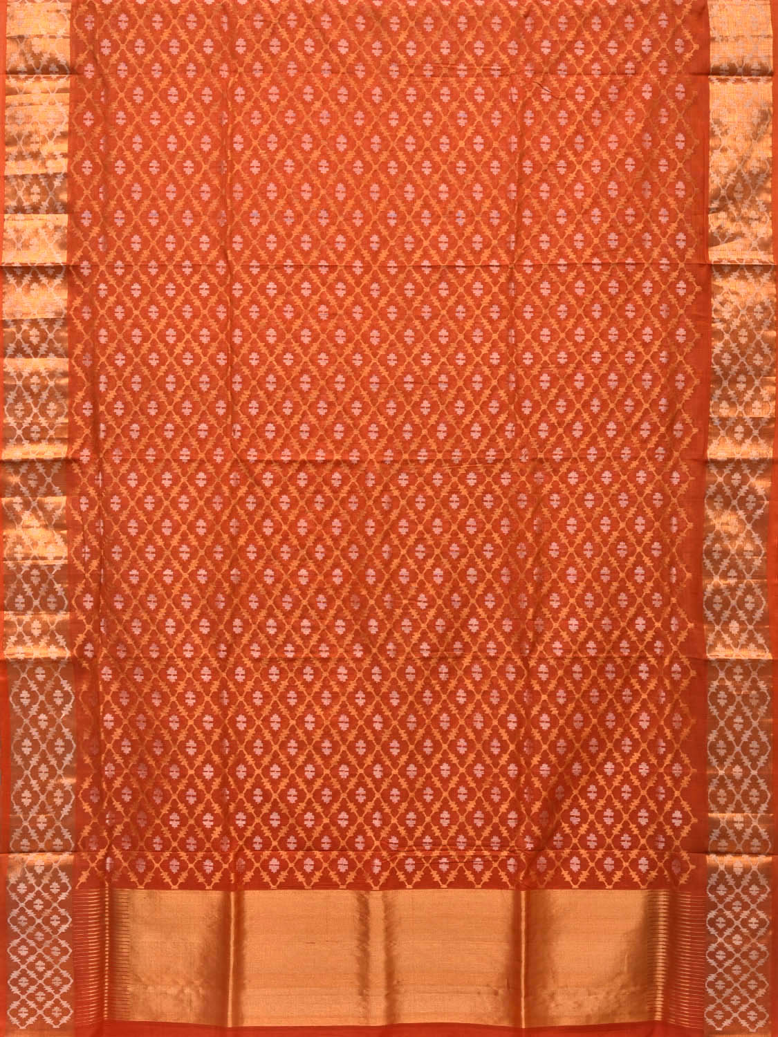 Rust Uppada Cotton Handloom Saree with All Over Jamdani Design - Global Threads | Swadesiicart