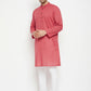 Even Apparels Rust Pure Cotton Long Men's Kurta With Band Collar | Swadesiicart
