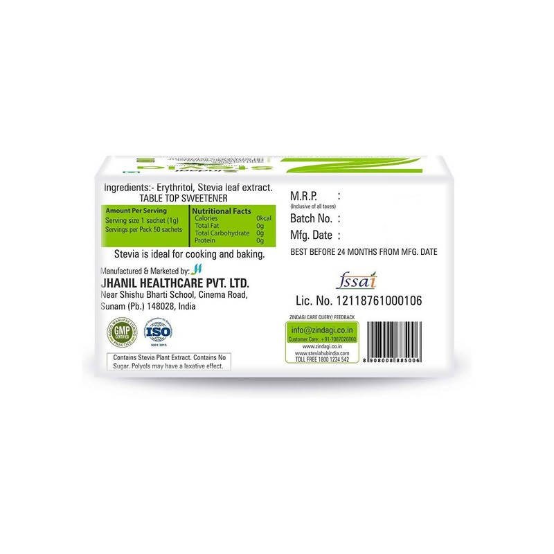 Zindagi Stevia Nature's Sweetener Sachets | Swadesiicart